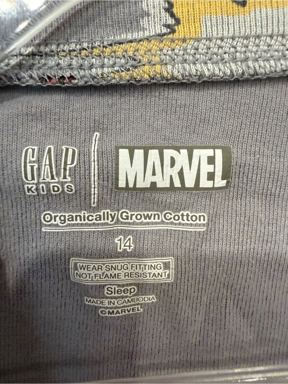 GAP Kids Marvel Gray Organic Cotton Sleep Set Long Sleeve Pants